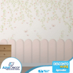 Papel de Parede Flores com Moldura Rosa