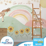 Papel de Parede Girafa com Arco Íris