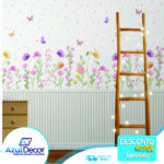 Papel de Parede Flores com Ripado