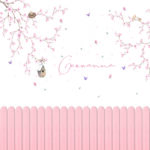 Papel de Parede Flores com Casinha e Molduras