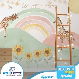 Girafa com arco Iris